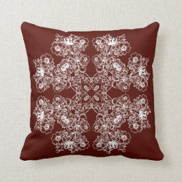花のバロック式のスタイルのあずき色パターン クッション