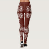花のバロック式のスタイルのあずき色パターン レギンス (裏面)