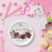 花のバーガンディパンプキン ウェディング フォール イン ラブ ペーパープレート (パーティー)