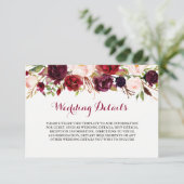 花のバーガンディーの結婚式の披露宴の詳細 エンクロージャーカード (スタンド正面)