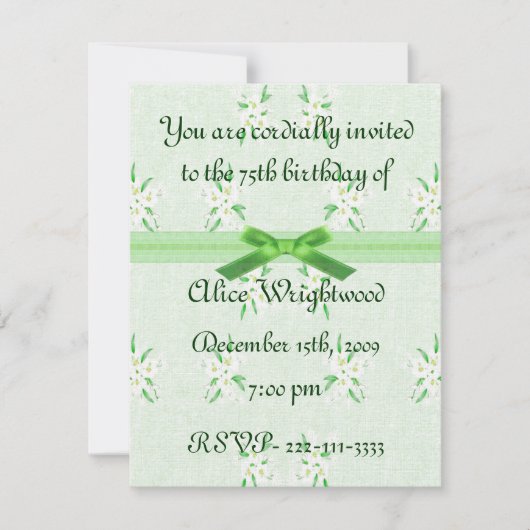 花のバースデー招待状 招待状 (正面)