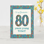 花のバースデー・カード、祖母80年の若者の カード (黄色い花)