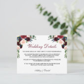 花のバーズガンディーブルー結婚式詳細挿入カード ポストカード (スタンド正面)