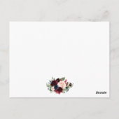 花のバーズガンディーブルー結婚式詳細挿入カード ポストカード (裏面)