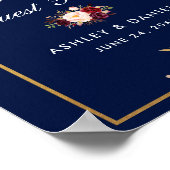 花のバーズマンダーブルー結婚式ゲストブックポスター ポスター (角)