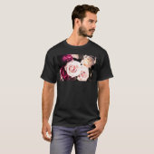 花のパステルピンクのバラの写真 メンズ Tシャツ (正面フル)
