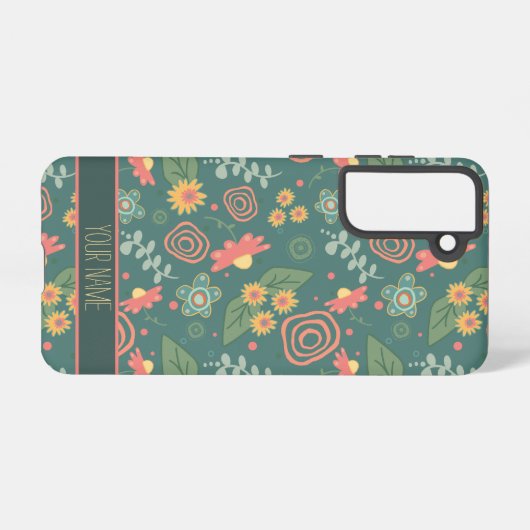 花のパタかわいらしーンのパーソナライズ名おもしろい SAMSUNG GALAXYケース (裏面横)