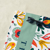 花のパターカスタムンパーソナライズされたの姓 ビーチタオル (インサイチュ)