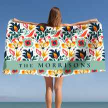 花のパターカスタムンパーソナライズされたの姓