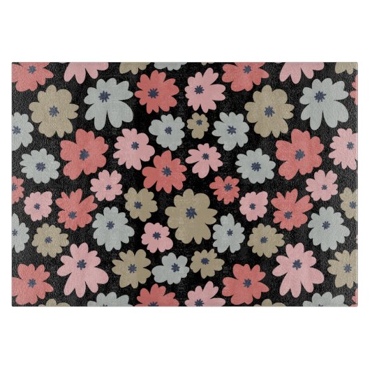 花のパターンカラフルヴィンテージ カッティングボード (正面)