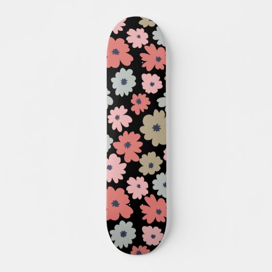 花のパターンカラフルヴィンテージ スケートボード (正面)