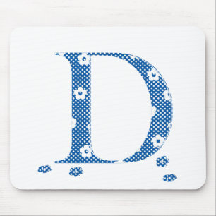 花のパターン文字D(青) マウスパッド