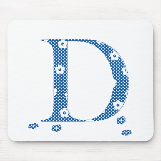 花のパターン文字D(青) マウスパッド (正面)