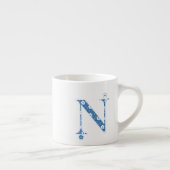 花のパターン文字N(青) エスプレッソカップ (右)