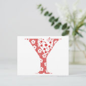 花のパターン文字Y（赤） ポストカード (スタンド正面)