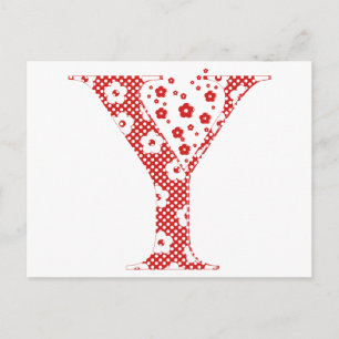 花のパターン文字Y(赤) ポストカード