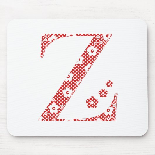 花のパターン文字Z (赤) マウスパッド (正面)