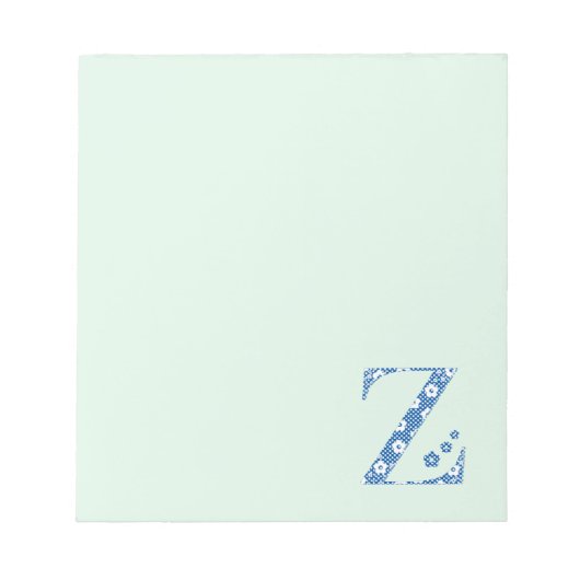 花のパターン文字Z (青) ノートパッド (正面)