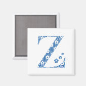 花のパターン文字Z （青） マグネット (正面/裏面)