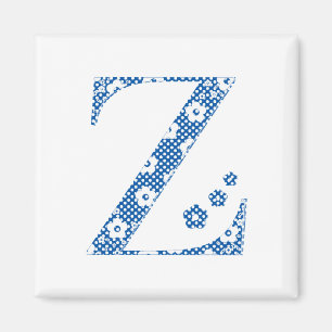 花のパターン文字Z (青) マグネット