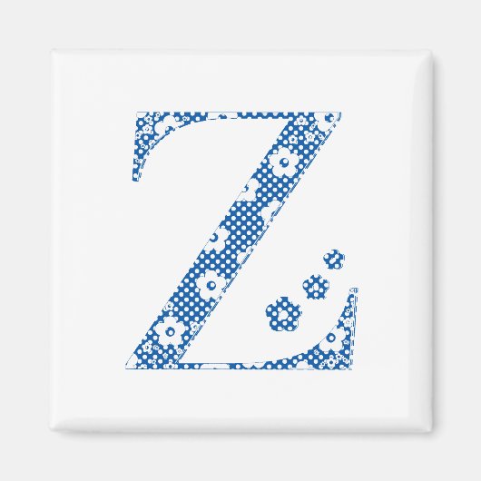花のパターン文字Z （青） マグネット (正面)