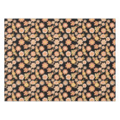 花のパターン暖かい色11.wx4.黒BG テーブルクロス (正面(横))