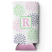 花のパターン水の色モノグラムピンクのネイビーグリーン