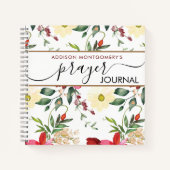 花のパターン祈りの言葉ジャーナルらせん手帳 ノートブック (正面)