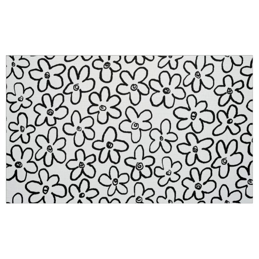 花のパターン080821 – 白黒 ファブリック (ファットクウォーター)