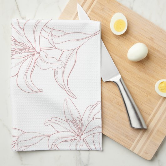 花のパターン10 キッチンタオル (四つ折り)