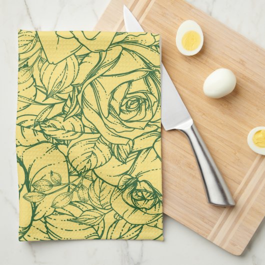 花のパターン15 キッチンタオル (四つ折り)