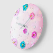 花のパターン7 ラージ壁時計 (傾斜)