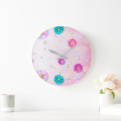 花のパターン7 ラージ壁時計 (ホーム)
