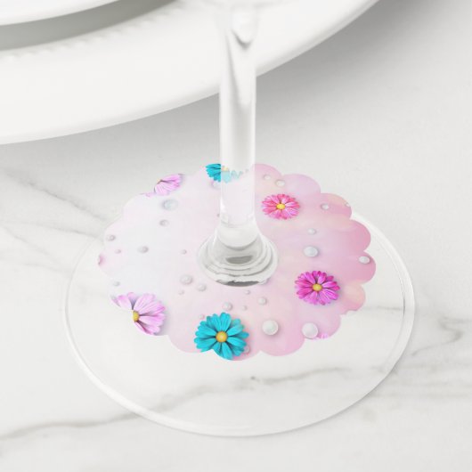 花のパターン7 ワイングラスタグ (クローズアップ)