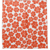 花のパターン – オレンジと白 シャワーカーテン (正面)