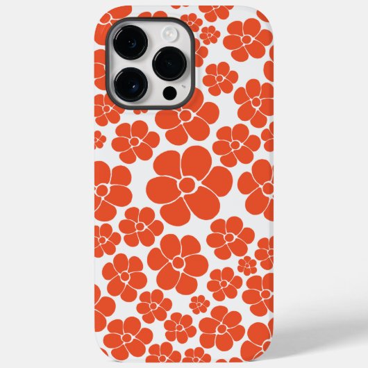 花のパターン – オレンジと白 Case-Mate iPhoneケース (裏面)