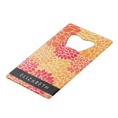 花のパターン,オレンジ色のダリア,あなたの名前 クレジットカード栓抜き (裏面アングル)