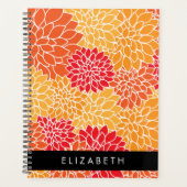 花のパターン,オレンジ色のダリア,あなたの名前 プランナー手帳 (正面)