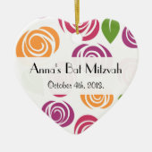 花のパターン,カラフル花,バルミツワー セラミックオーナメント (正面)