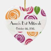 花のパターン,カラフル花,バルミツワー セラミックオーナメント (裏面)