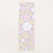 花のパターン – パステルピンク、黄、紫 ヨガマット (正面)