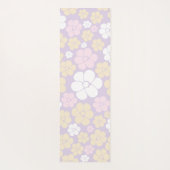 花のパターン – パステルピンク、黄、紫 ヨガマット (裏面)