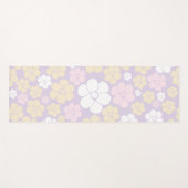 花のパターン – パステルピンク、黄、紫 ヨガマット (正面(横))