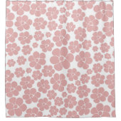 花のパターン – ピンクと白 シャワーカーテン (正面)