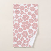 花のパターン – ピンクと白 バスタオルセット (ハンドタオル)