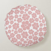 花のパターン – ピンクと白 ラウンドクッション (裏面)