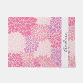 花のパターン,ピンクのダリア花,あなたの名前 ドアマット (正面)