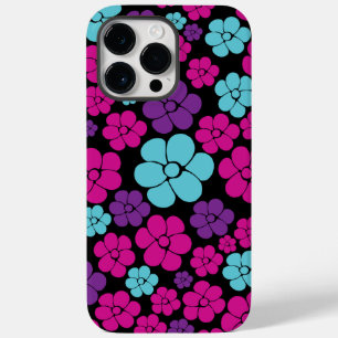 花のパターン – ピンク、紫、青、黒 Case-Mate iPhone 14 PRO MAXケース