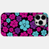 花のパターン – ピンク、紫、青、黒 Case-Mate iPhoneケース (裏面 (横))