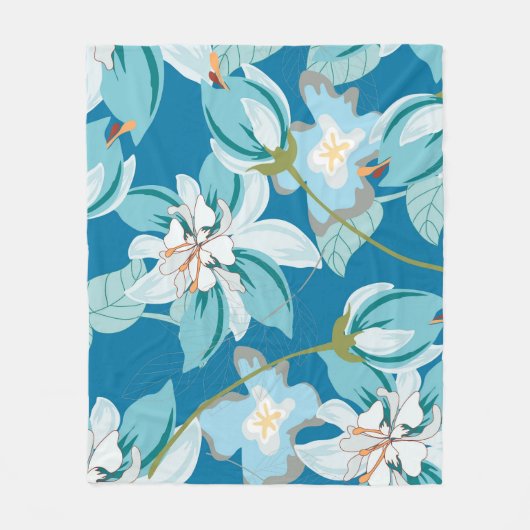 花のパターン、多用途の花のデザイン。 フリースブランケット (正面)